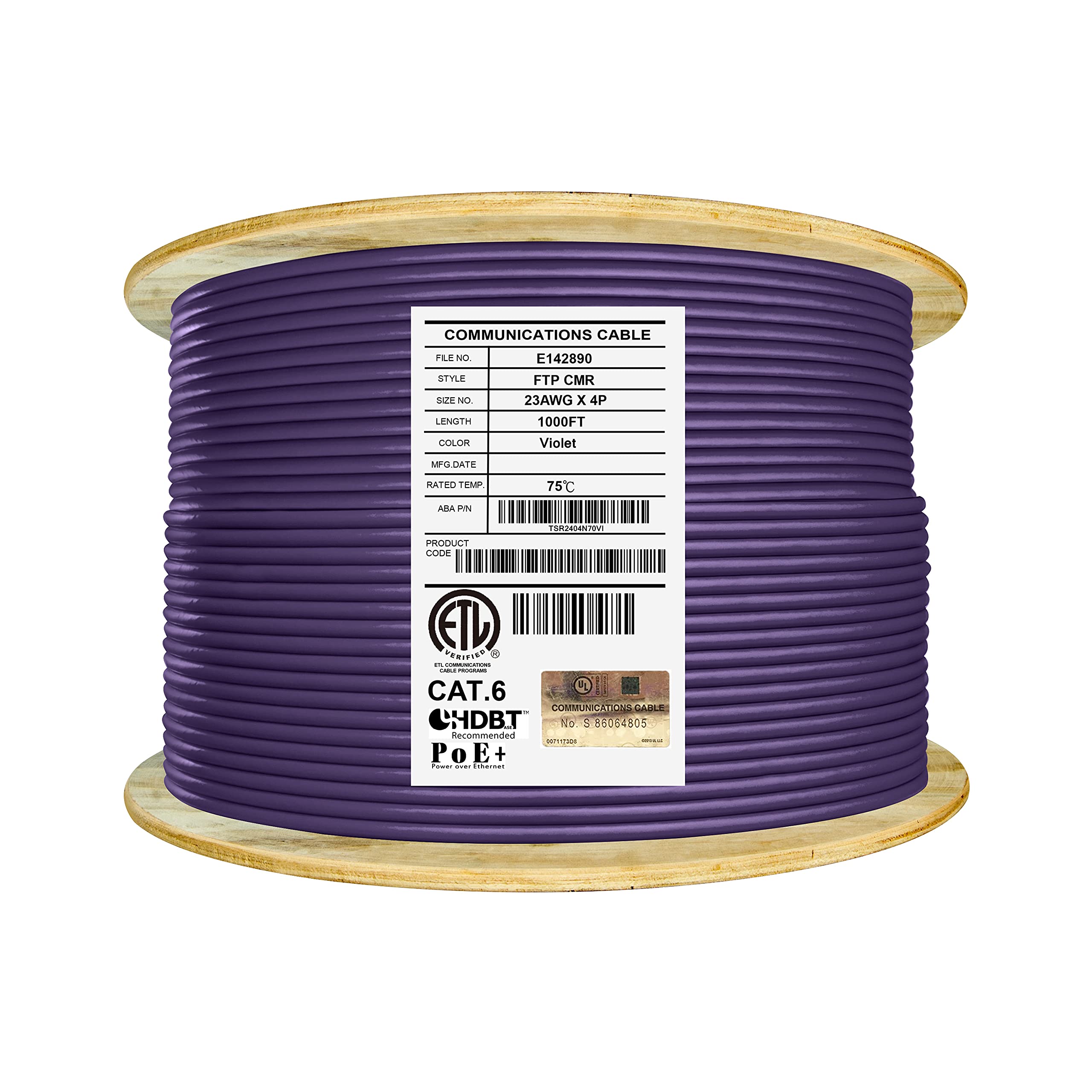 Elite Cat6 Shielded Riser (Cmr), 1000Ft, F/Utp 23Awg, Solid Bare Copper, 550Mhz, Ul Certified, Ul Lp Certification, Bulk Etherne